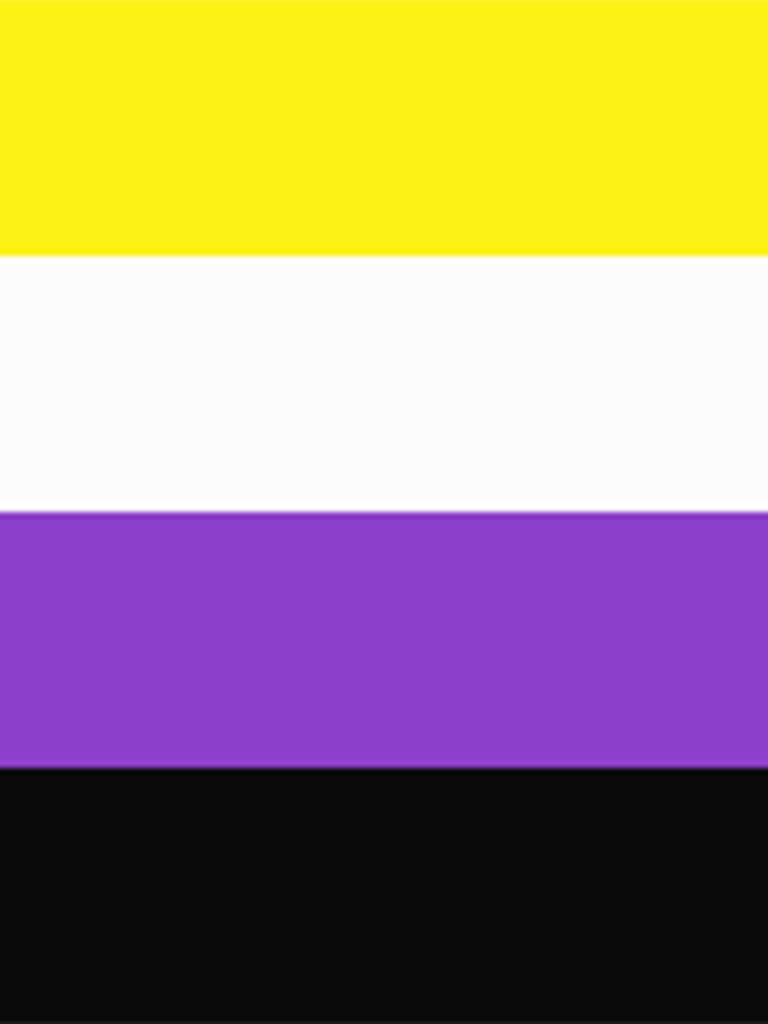 The nonbinary pride flag: Yellow, white, purple and black.